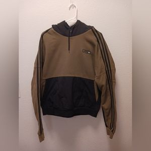 Adidas Mens Sprt Pullover Hoodie    Olive/Black Size Medium